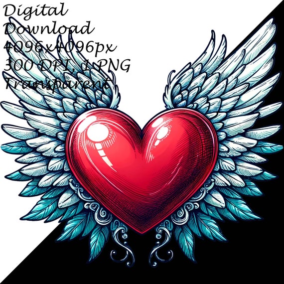 ☆Angle    Heart☆ Heart With Angel Wings PNG Clipart-romantic Illustration,winged