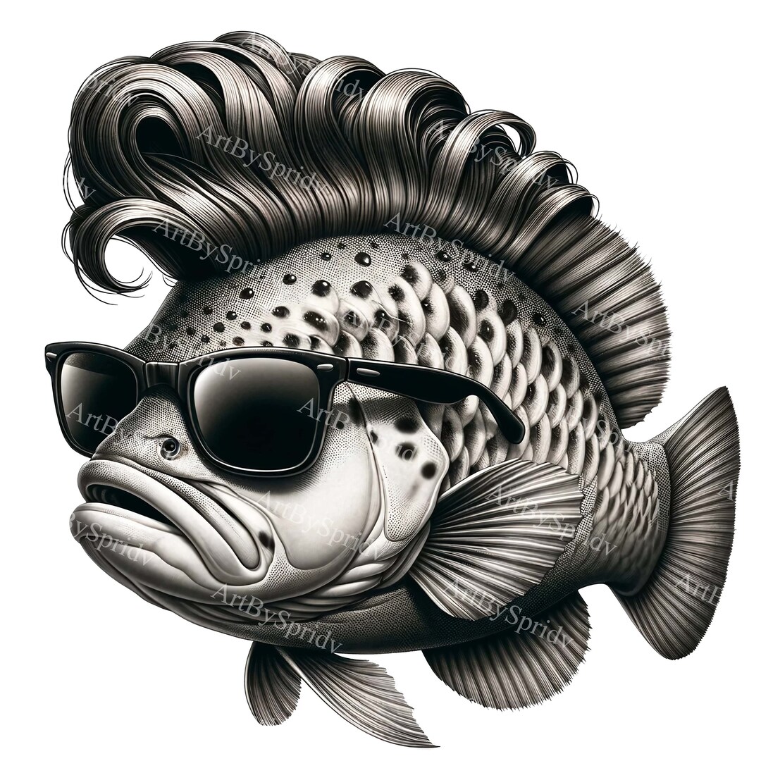 Sunglasses Fish Clipart | Stylish Aquatic Animal Illustration PNG ...