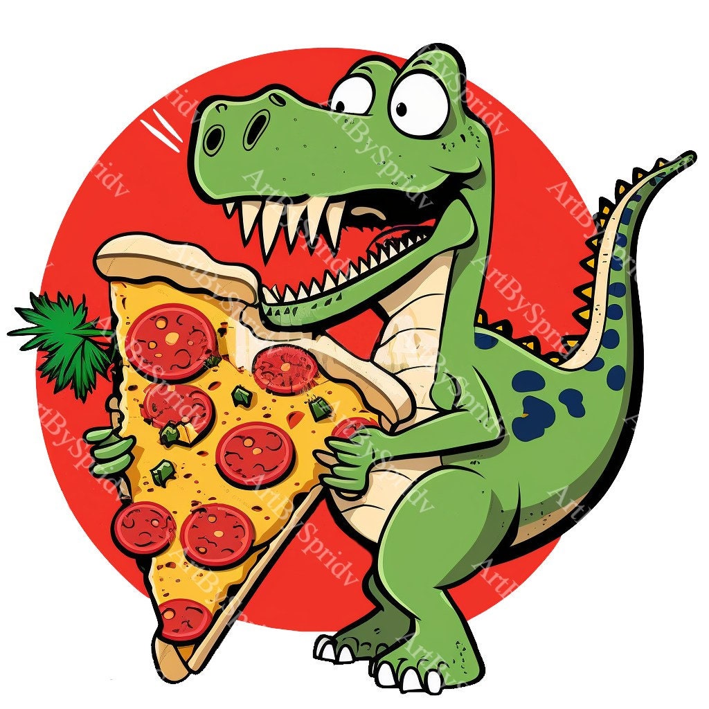 Cartoon Rex Rabbit Eating Dinosaur Eating Pizza Cartoon