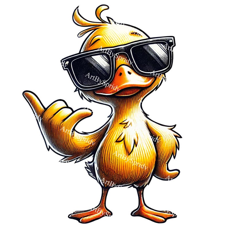 Cool Duck PNG Sublimation Design With Sunglasses | Funny Cartoon Duck ...