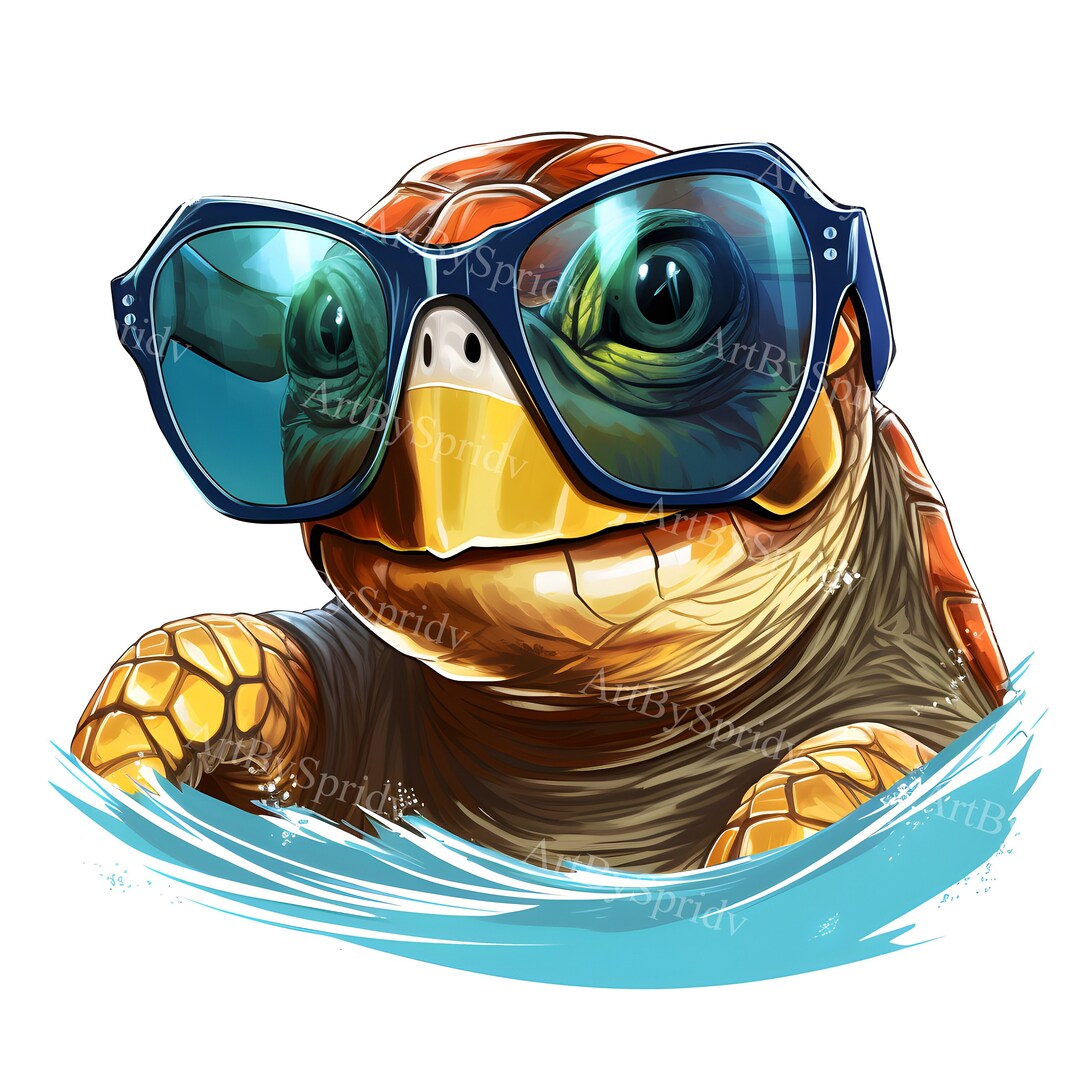 Cute Turtle With Sunglasses Transparent PNG Clipart,kids/adults Cartoon