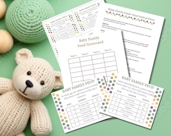 Spel Baby Family Feud: afdrukbare babyshower-trivia (direct downloaden)