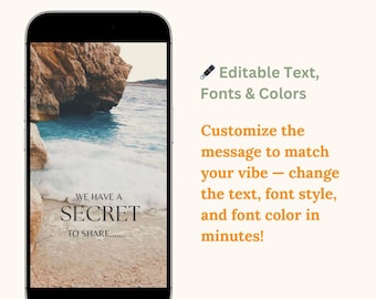 Aankondigingsvideo kustzwangerschap: strandthema, bewerkbaar op canva (digitale download)