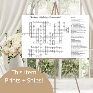 Giant Custom Crossword Puzzle, Crossword Puzzle, Wedding Activity, Lawn Games, Wedding Crossword Puzzle, Baby Shower Crossword, Games