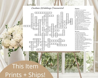 Giant Custom Crossword Puzzle, Crossword Puzzle, Wedding Activity, Lawn Games, Wedding Crossword Puzzle, Baby Shower Crossword, Games