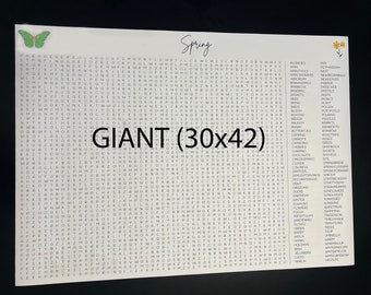 Giant Spring Word Search, Spring activities, Senior living Activity, Kids activity, Learning, Spring Decor, Games for adults, Games for kids