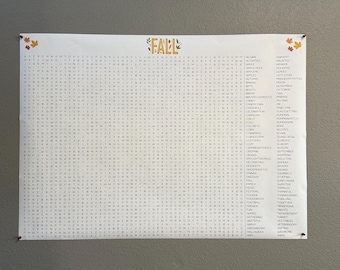 Giant Fall Autumn Word Search, thanksgiving, Thanksgiving Decor, Family Games, Halloween Game, Holiday Game, Holiday Gifts, Fun
