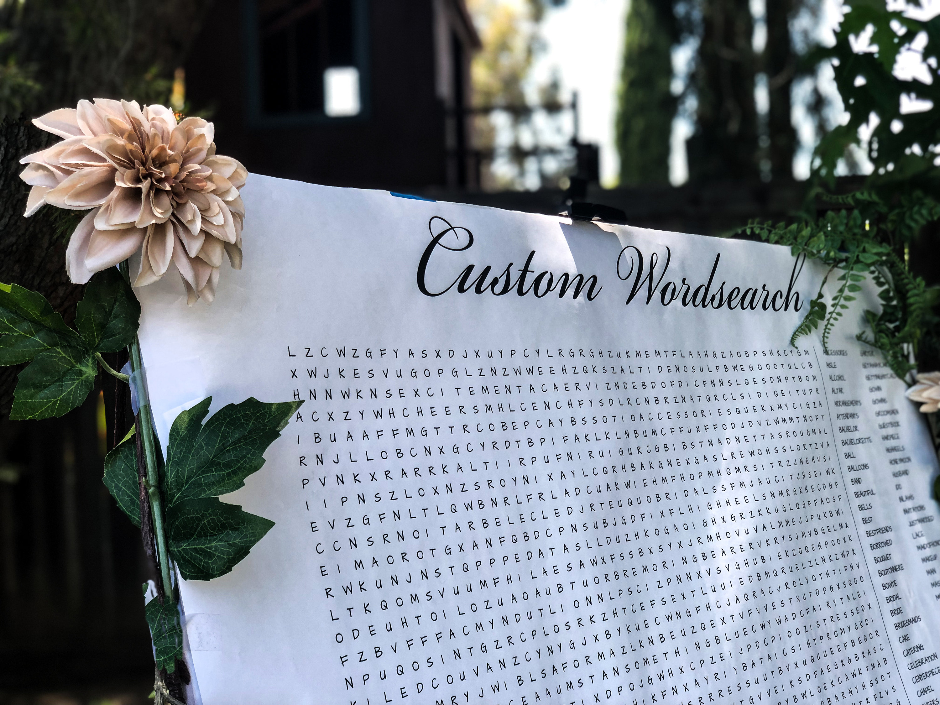 Custom Wedding Wordsearch (30"x42") - Giant Word search - W…