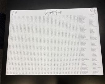 Giant Graduation Word Search, Graduation gift, Graduation party, Graduation party game, Custom Graduation Gift, Wordsearch