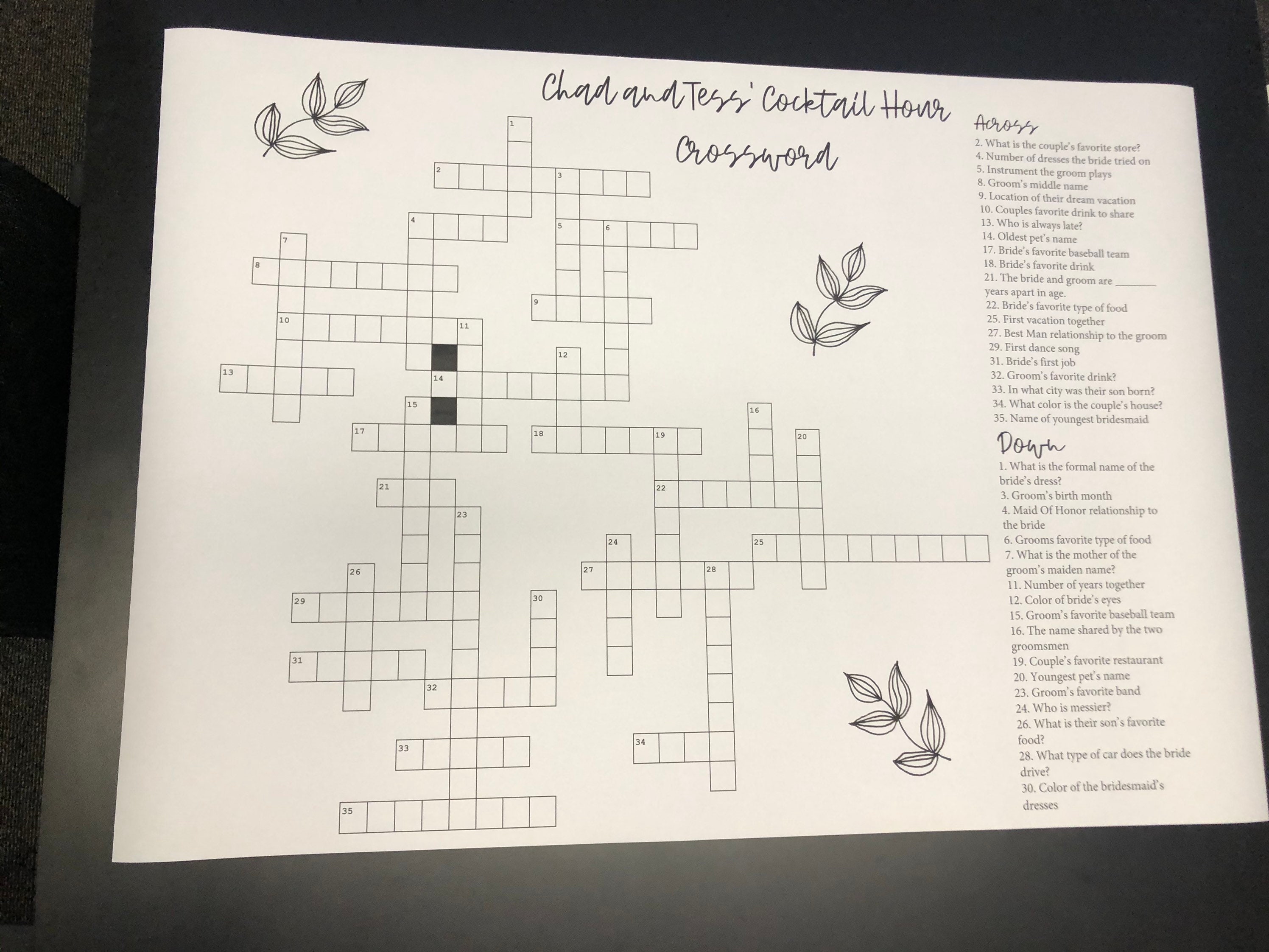 Giant Custom Crossword Puzzle Crossword Puzzle Wedding - Etsy Denmark