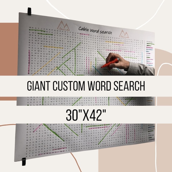 Custom Word-Search (30x42) - Custom Word Search - Giant Word Search - Activities for Parties - Kids Activities - Adult Activities, Lawn Game