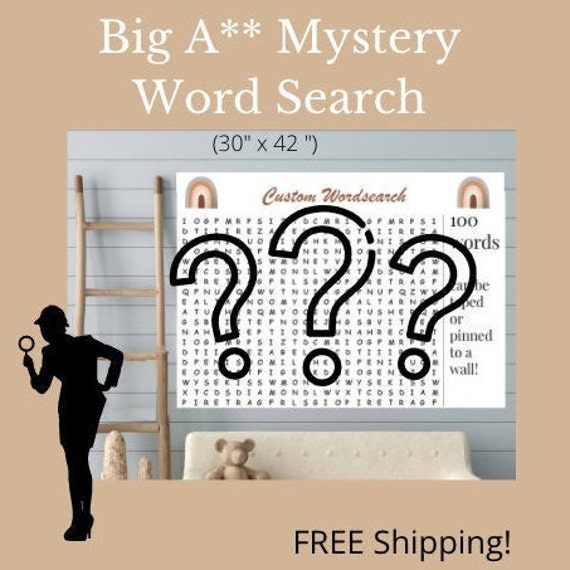 Big A** Mystery Word Search, Giant Word Search, Mystery Gift, Word Search Gift, Unique Gift, Custom Word Search, Puzzles