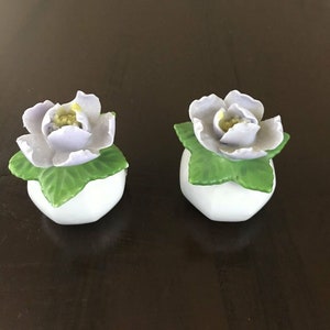Vintage Fine Diammantine China Rose Salt & Pepper Shakers - Japan