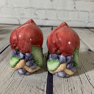 Vintage Glazed Plum  Fruit Cluster Salt & Pepper Shakers -Japan