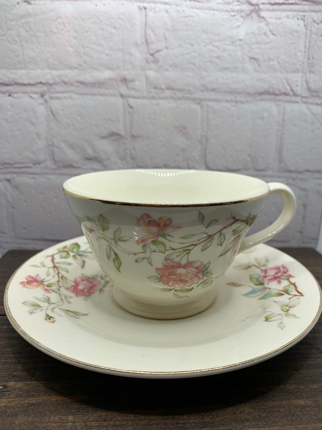 Vintage Edwin Knowles Fine China, Romance Rose Teacup/saucer USA Etsy