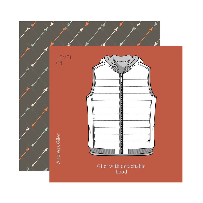Men's Gilet With Hood, Sewing Pattern Complete With Clear Visual ...