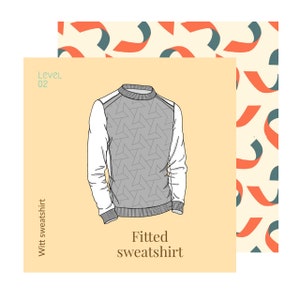 sewing pattern for men PDF - WITT sweatshirt - sizes S M L XL - Men's crew neck sweatshirt, cartamodello felpa da cucire
