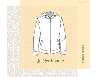 Hoodie pattern , sewing pattern PDF , sizes s m l xl xxl , jogger hoodie patter  , terry fabric pattern , Matteo hoodie ,