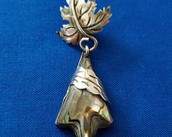 Hecho en 0925 Mexico sterling marked leaf pendant