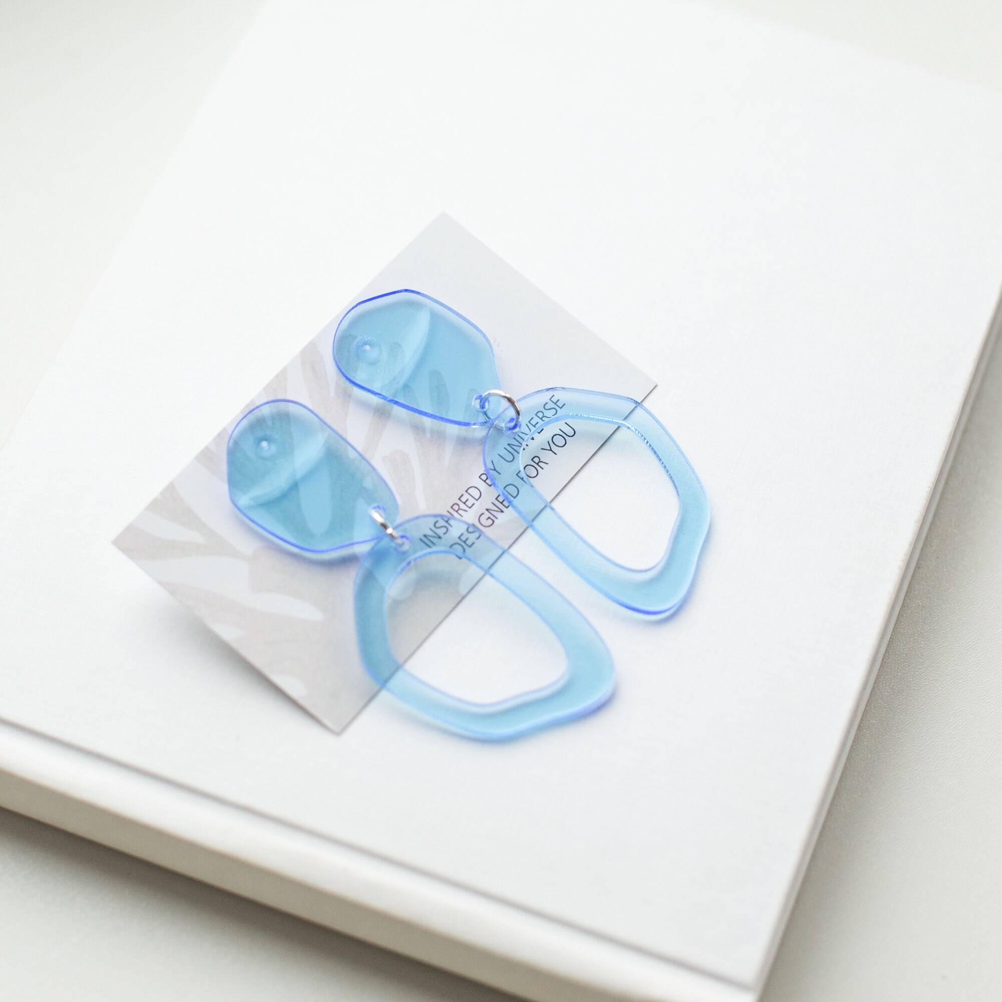 Blue clear organic shape acrylic abstract earrings Geometric | Etsy