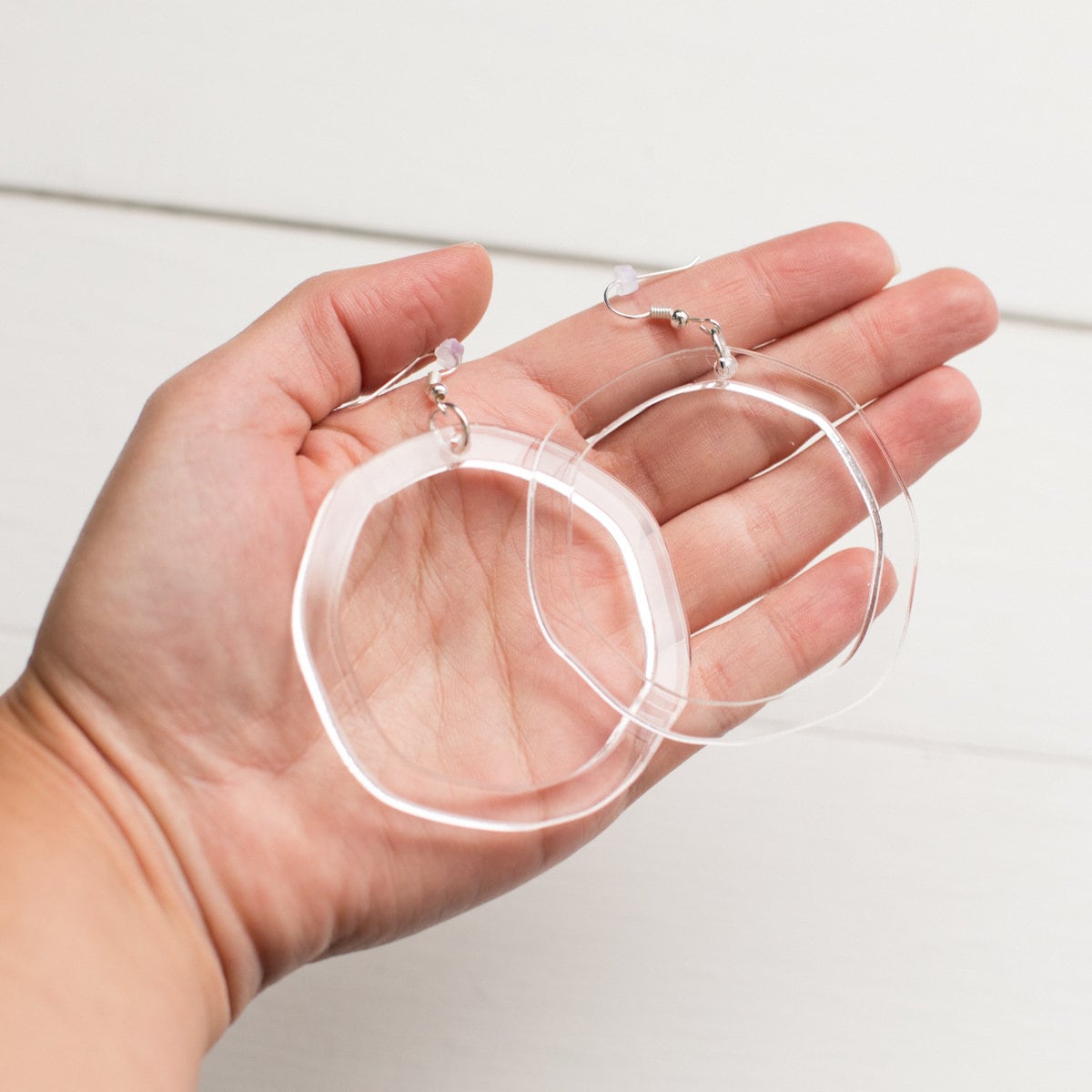 Clear acrylic earrings Large statement circle Organic Etsy