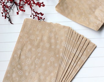 Snow patterned paper bag, kraft / 18x30 - 500 pcs