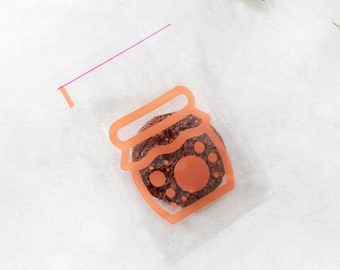Clear Bag with orange jar pattern, adhesive  10x15 cm (5 pcs)