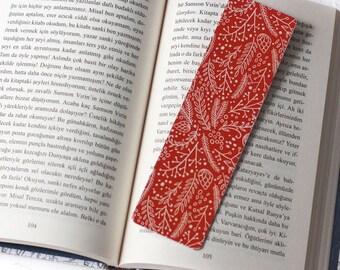 Christmas bookmark, red leaf / 2 pcs