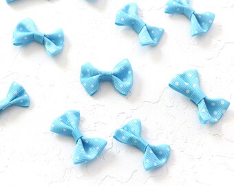 Bow, polka dot / 10 pcs (Baby Blue)