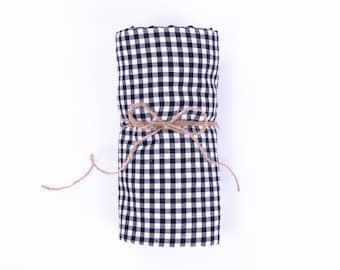 Picknicktafelkleed met gingham-ruit, zwart / 160x160