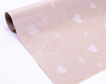 Wrapping paper, heart, 70x100 cm / 100 pcs (Kraft)