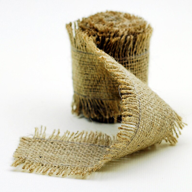 Burlap Ribbon Roll With Frayed Edges 6 Cm 2.36 Inch Wide Etsy
