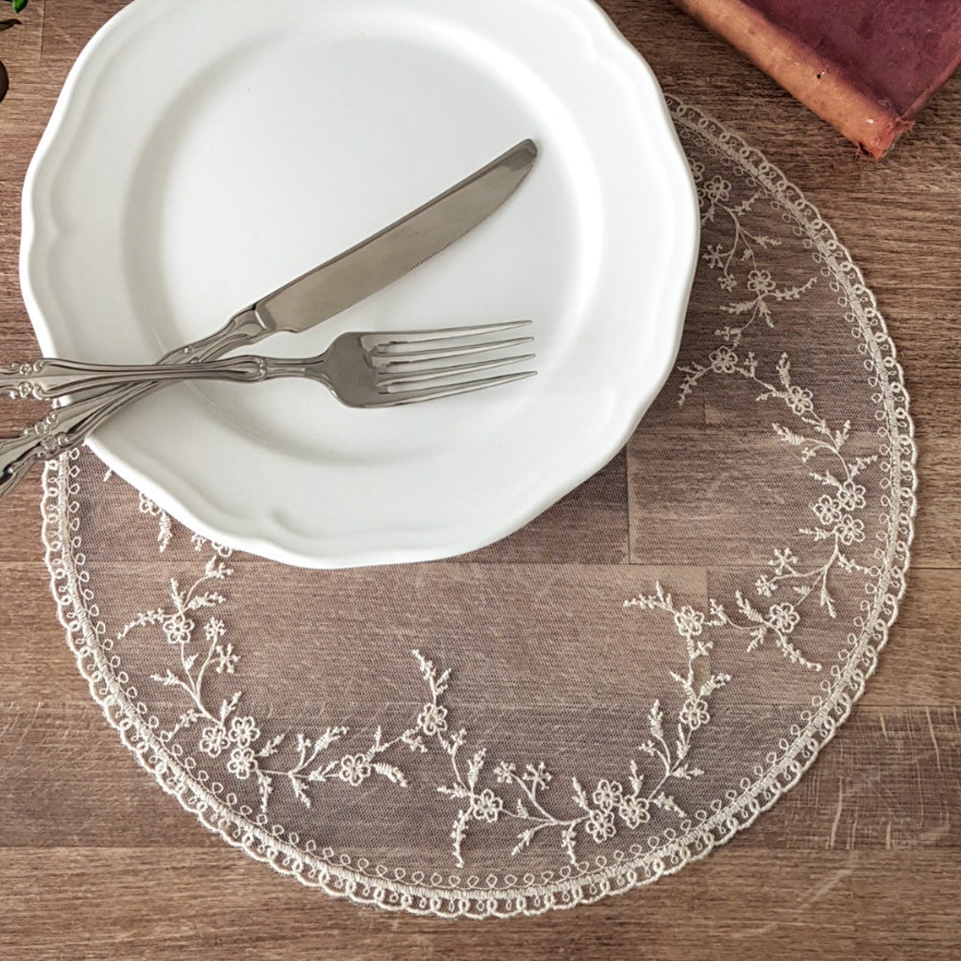 Beige Round Lace Doily Placemat 30 Cm 11.80 Diameter Etsy
