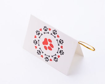 Valentines themed greeting card, 10x7 cm, Paws