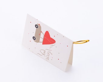 Valentines Day themed greeting card, 10x7 cm, Car and Heart