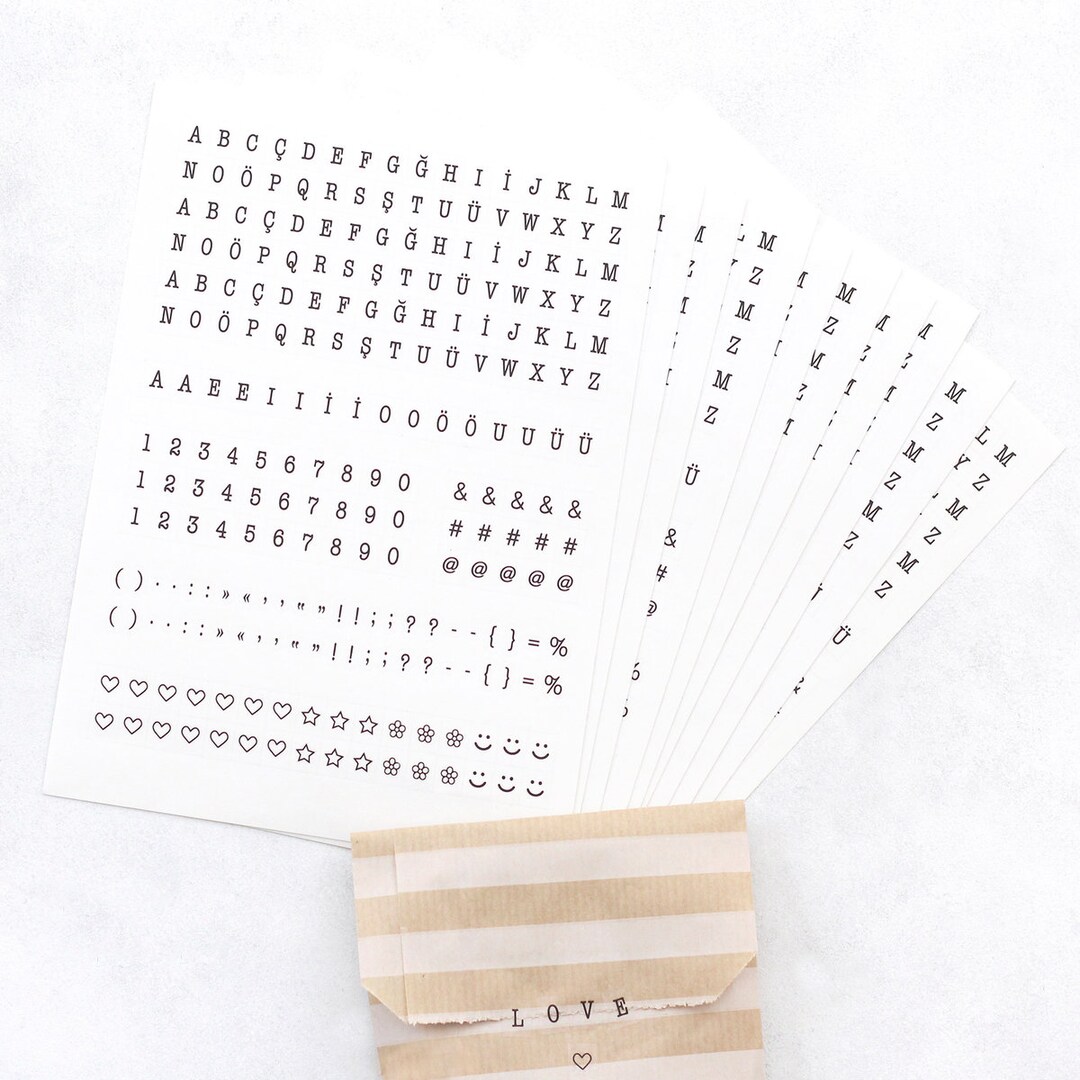 Transparent Letter-number Sticker Set, 8x10 Mm 10 Sheets - Etsy