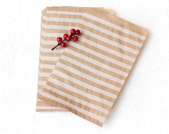 Patterned paper bags, kraft-white / striped (18x30 - 1000 pcs)