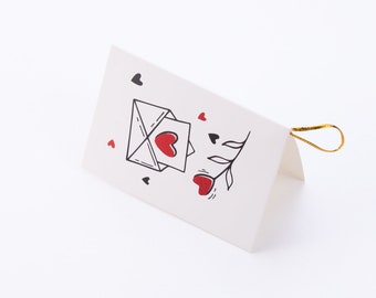 Valentines themed greeting card, 10x7 cm, Letter and Heart