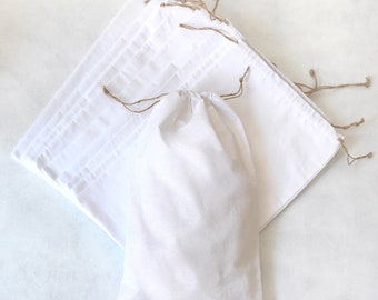 White raw cloth pouch with drawstring, 25x40 cm / 100 pcs