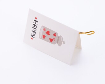 Valentines Day themed greeting card, 10x7 cm, Happy Heart