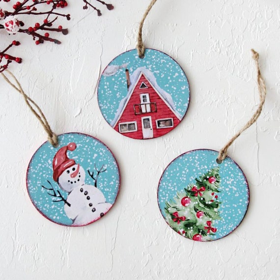 3 Pcs Handmade Christmas Tree Ornaments Wood Slice Ornament | Etsy