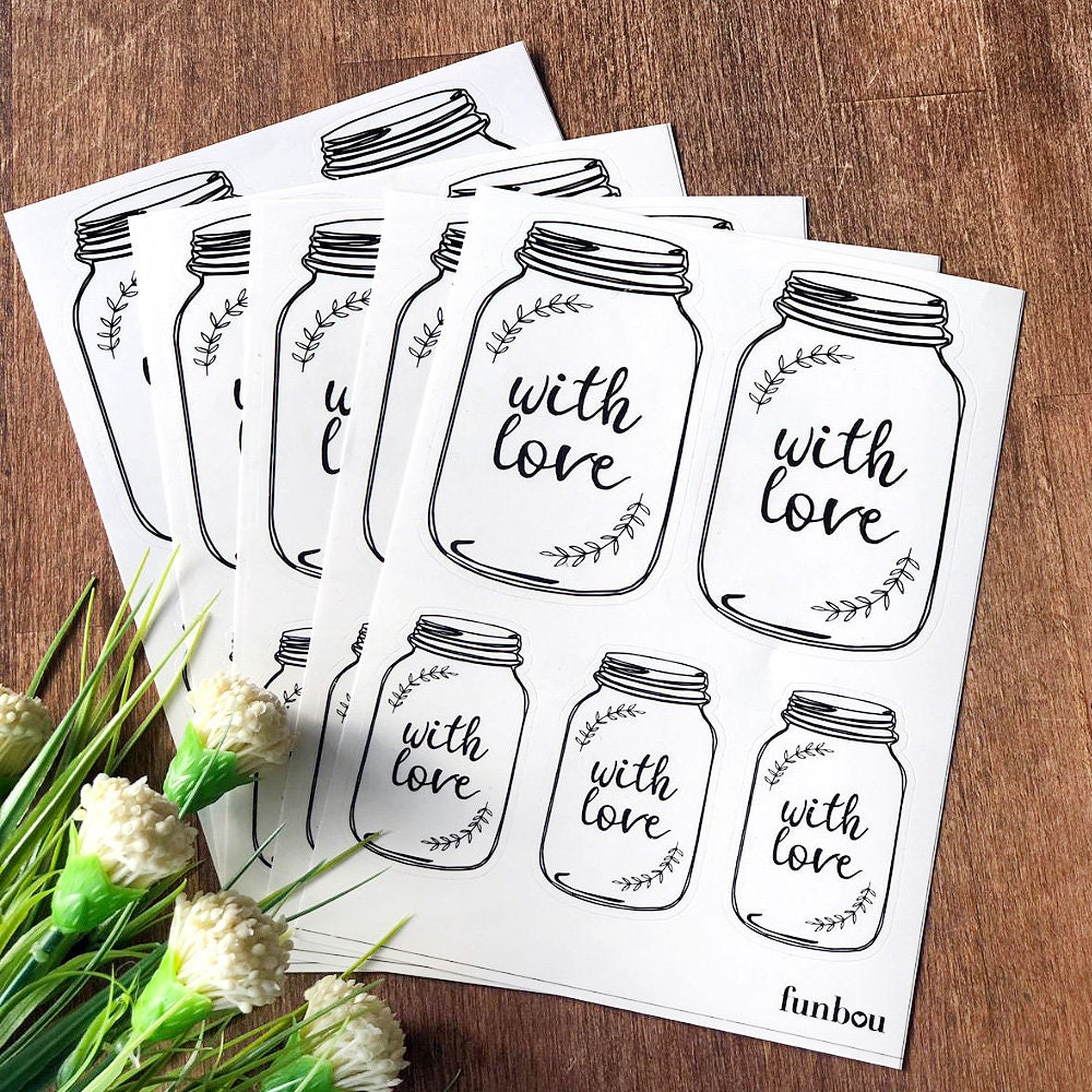 Transparent Mason Jar Stickers / 10 Sheets Etsy
