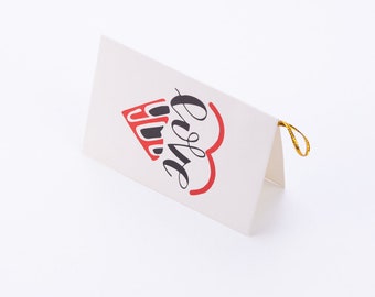 Valentines Day themed greeting card, 10x7 cm, Heart with Love Writing