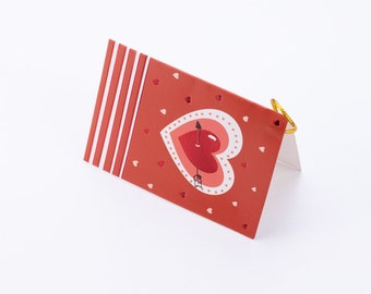 Valentines Day themed greeting card, 10x7 cm, Red Heart and Arrow