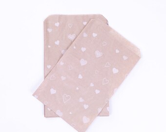 Heart patterned paper bag, kraft / 18x30 - 1000 pcs