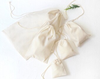 Cream raw cloth pouch with drawstring, 25x40 cm / 100 pcs