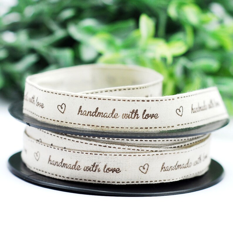 15 Mm Wide Cotton Ribbon 20 M 21.87 Yards Handmade With Love Etsy
