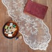 White / Beige oval french lace runner, 30x80 cm (11.81x31.49 inch) for home decoration or wedding gifts, organizations 