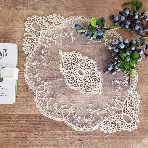 Beige Cotton Oval Lace Placemats Round Doilies Vintage Style Etsy