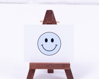 Smiley face themed note card, light blue 6.5 x 8.5 cm, 3 pieces